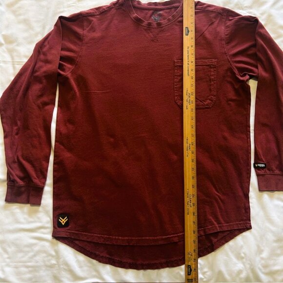 Hawk Work Gear Mens Top Large Rust Brown 100% cotton Long Sleeves - Picture 7 of 9